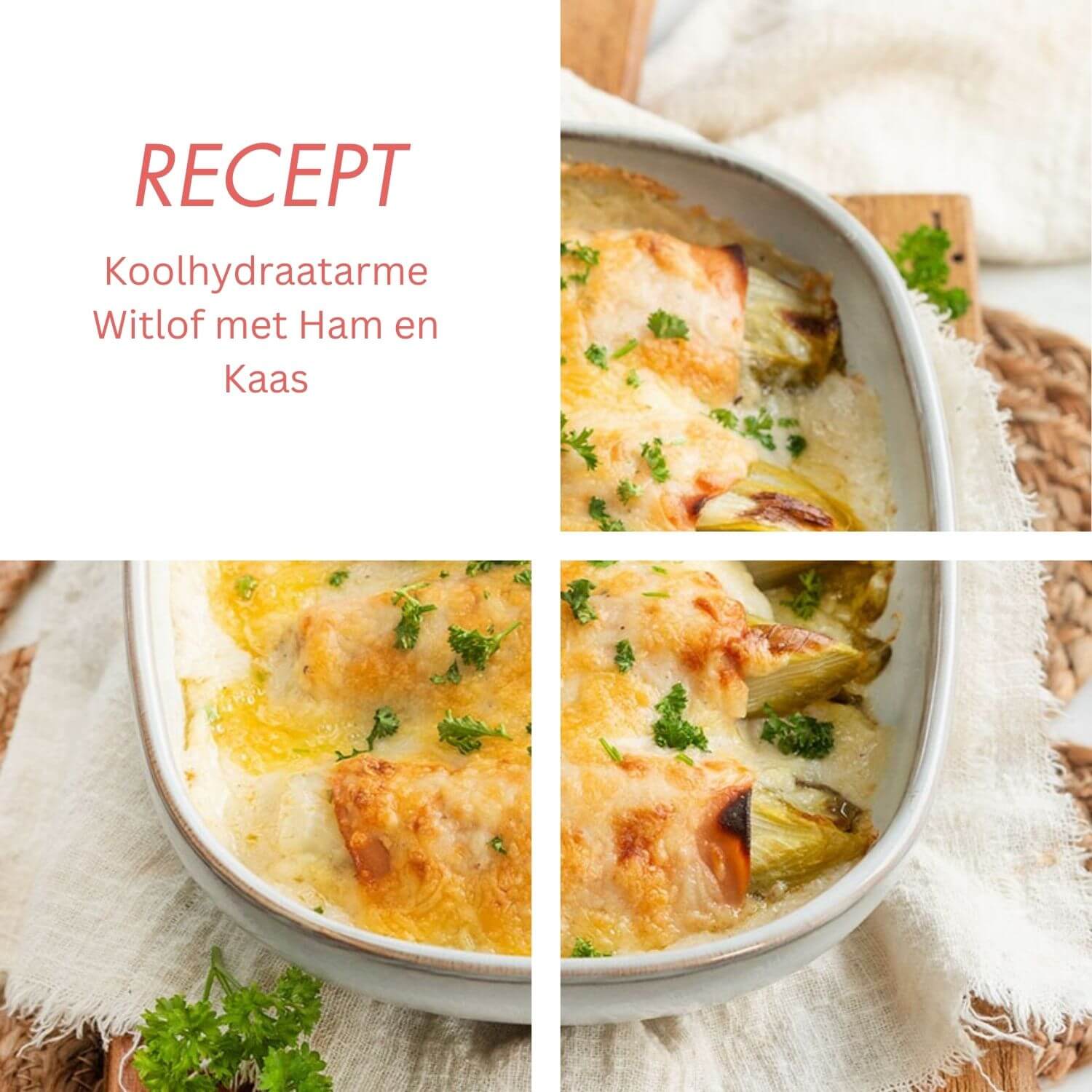 Koolhydraatarme Witlof met Ham en Kaas